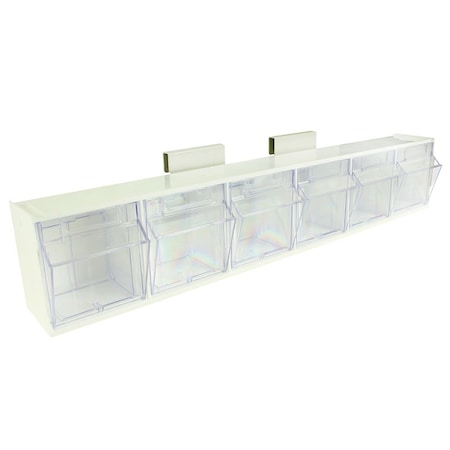 Harloff Six Compartment Medical Tilt Bin, Rail Clip Mount TILTBIN6RC